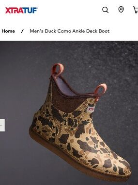 NWT/box MEN'S DUCK CAMO ANKLE DECK BOOT xtra tuf size 14 medium width